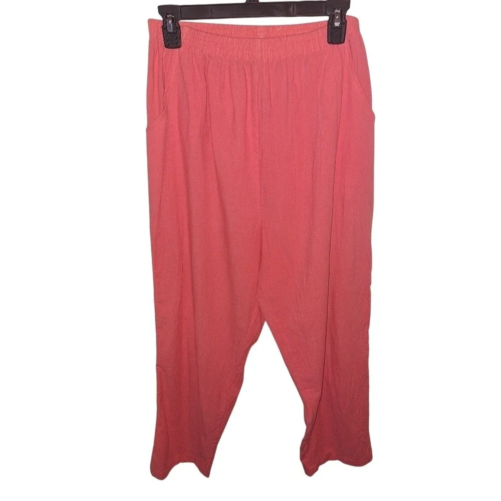 Vintage Wideleg Pullon‎ Pants Size 16 100% Cotton Beachy Lounge Calypso Coolers